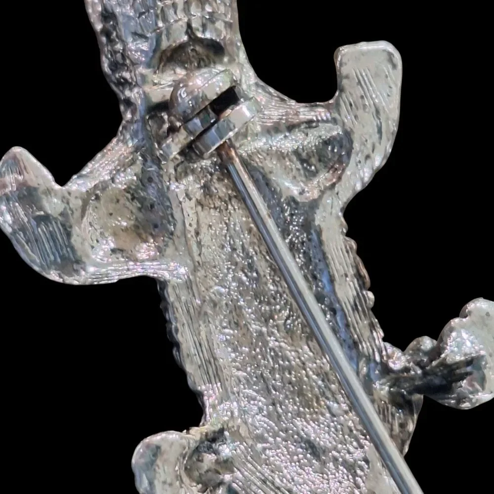 Crystal Gator Croc Brooch Lizard Salamander Gecko Chameleon Alligator Lapel Pin